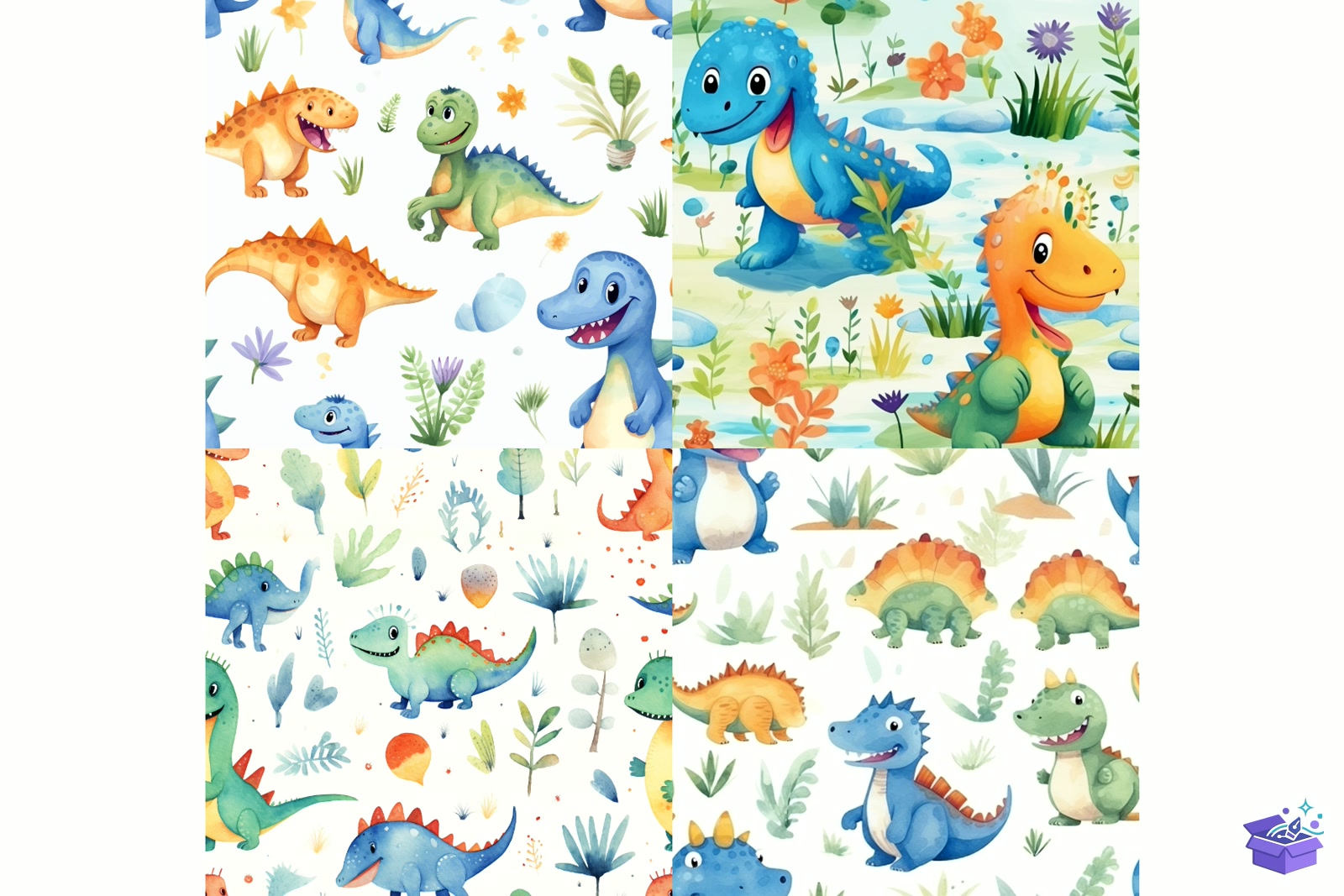 Prompt Cute Dinosaurs Seamless Desen - Lazer Kesim ve Çizim Dosyası (SVG, DXF, EPS, PNG) - detaylı önizleme 6