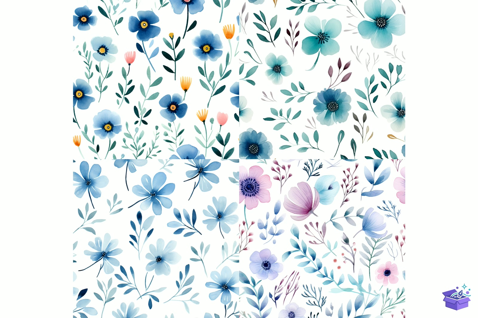 Watercolor Çiçek Digital Paper - Lazer Kesim ve Çizim Dosyası (SVG, DXF, EPS, PNG) - detaylı önizleme 5