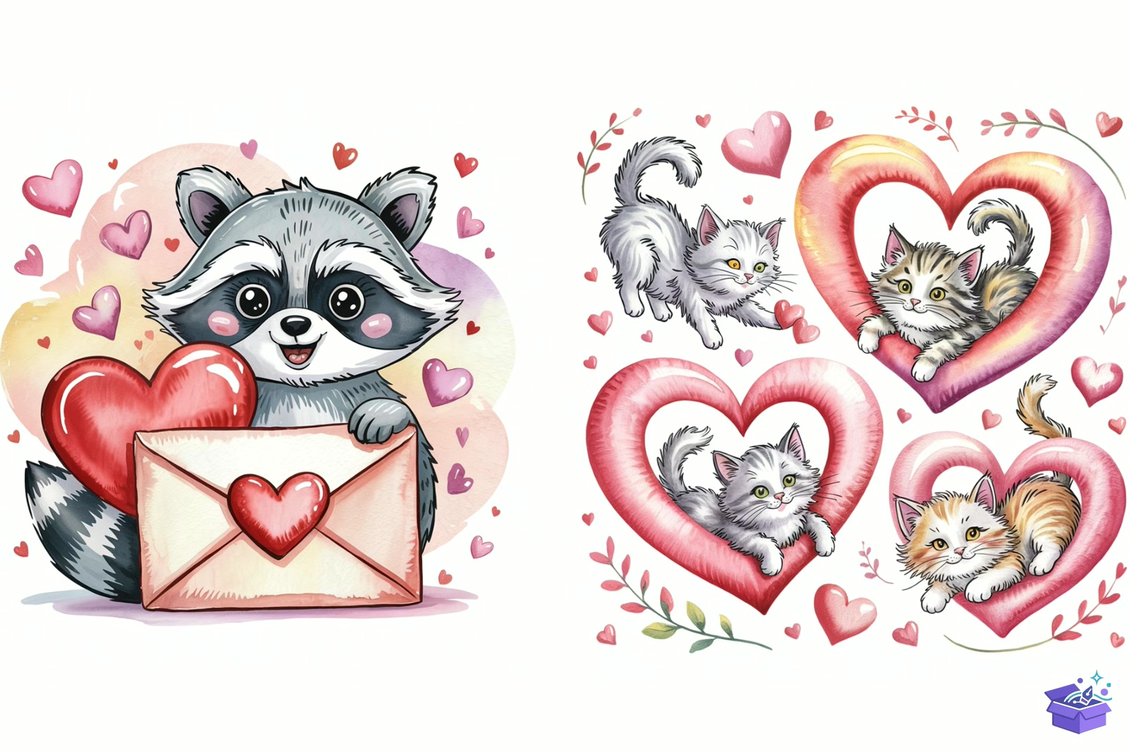 Whimsical Valentine Woodland Animal - Lazer Kesim ve Çizim Dosyası (SVG, DXF, EPS, PNG) - detaylı önizleme 2