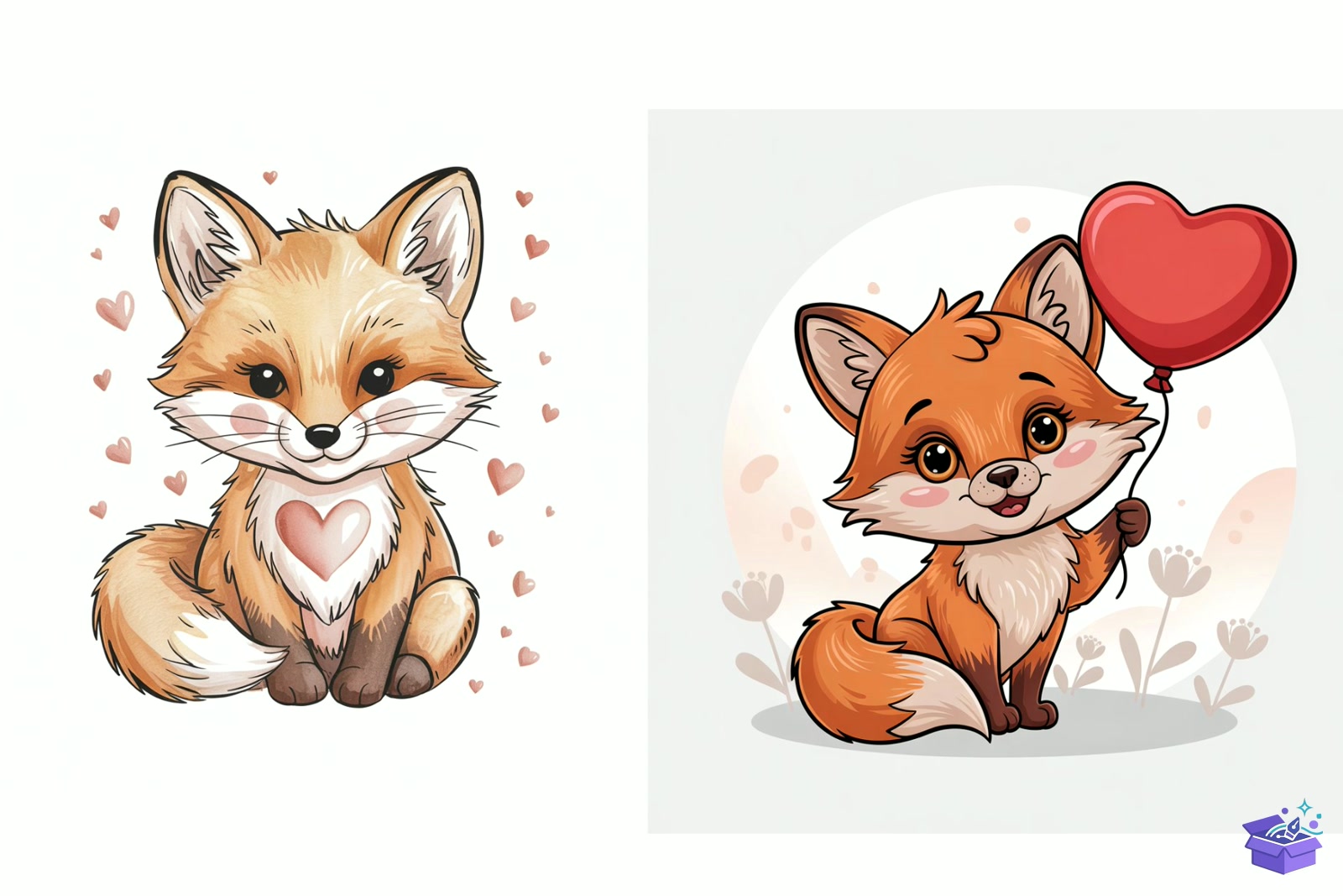 Whimsical Valentine Woodland Animal - Lazer Kesim ve Çizim Dosyası (SVG, DXF, EPS, PNG) - detaylı önizleme 3
