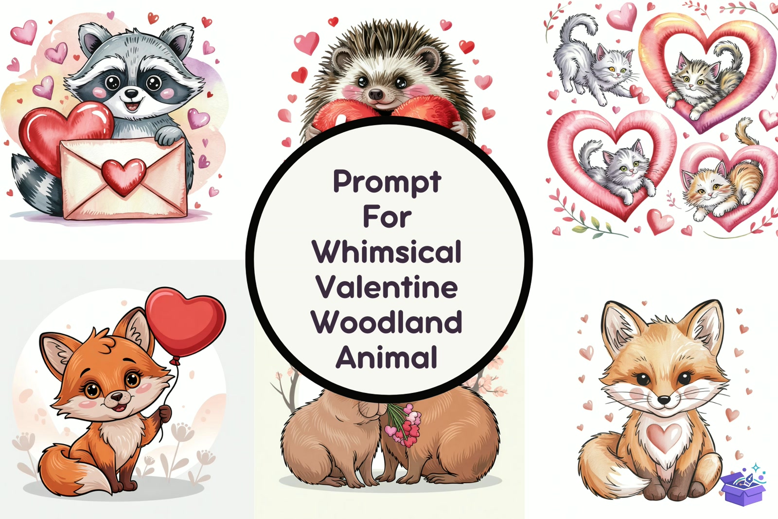 Whimsical Valentine Woodland Animal - Lazer Kesim ve Çizim Dosyası (SVG, DXF, EPS, PNG) - detaylı önizleme 5