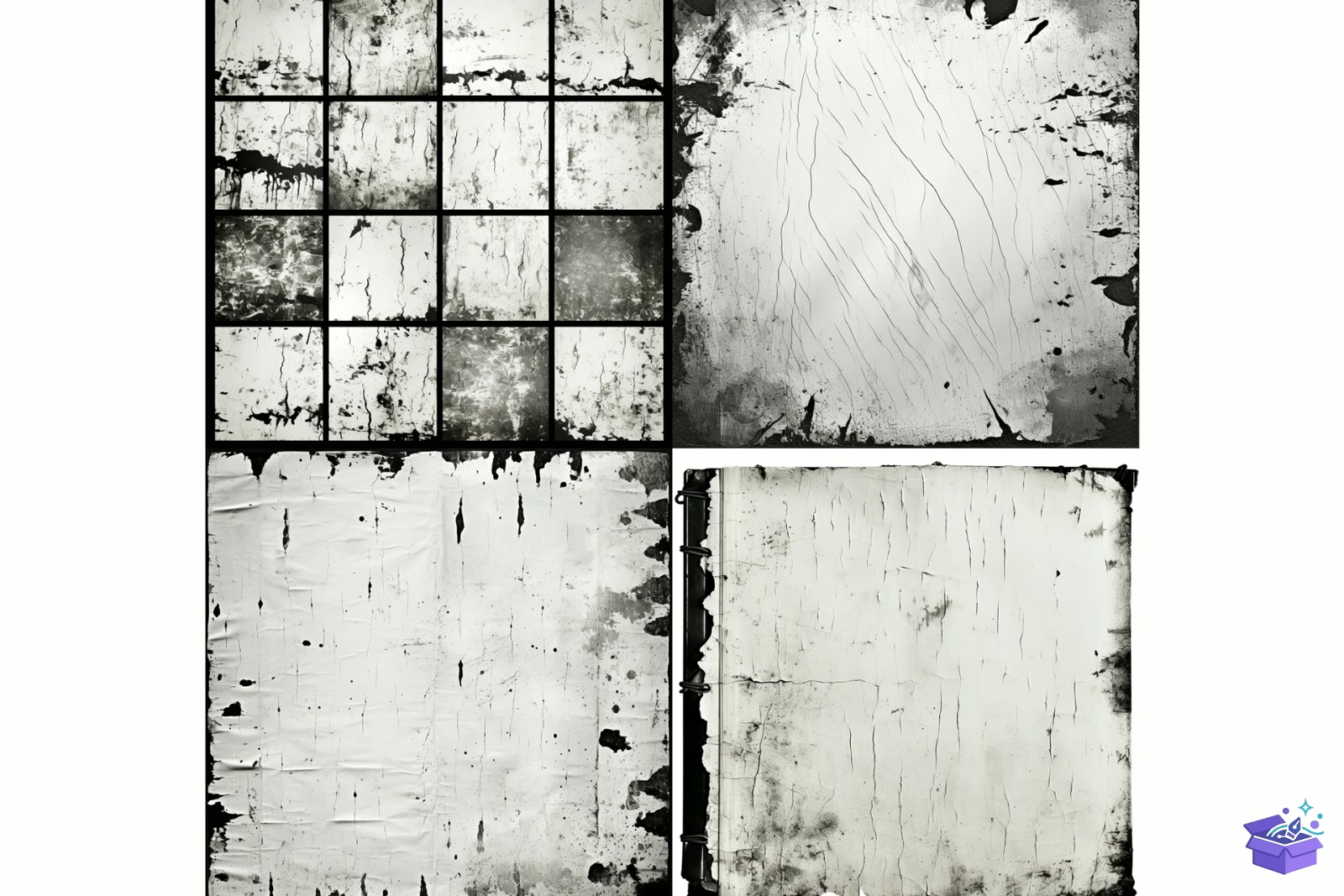 Black And White Grunge Paper Background - Lazer Kesim ve Çizim Dosyası (SVG, DXF, EPS, PNG) - detaylı önizleme 2