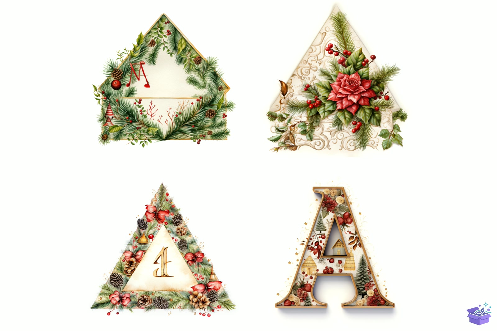 Prompt For Xmas Alphabets - Yazı Tipi & Font Paketi (SVG, DXF, EPS, PNG) - detaylı önizleme 3