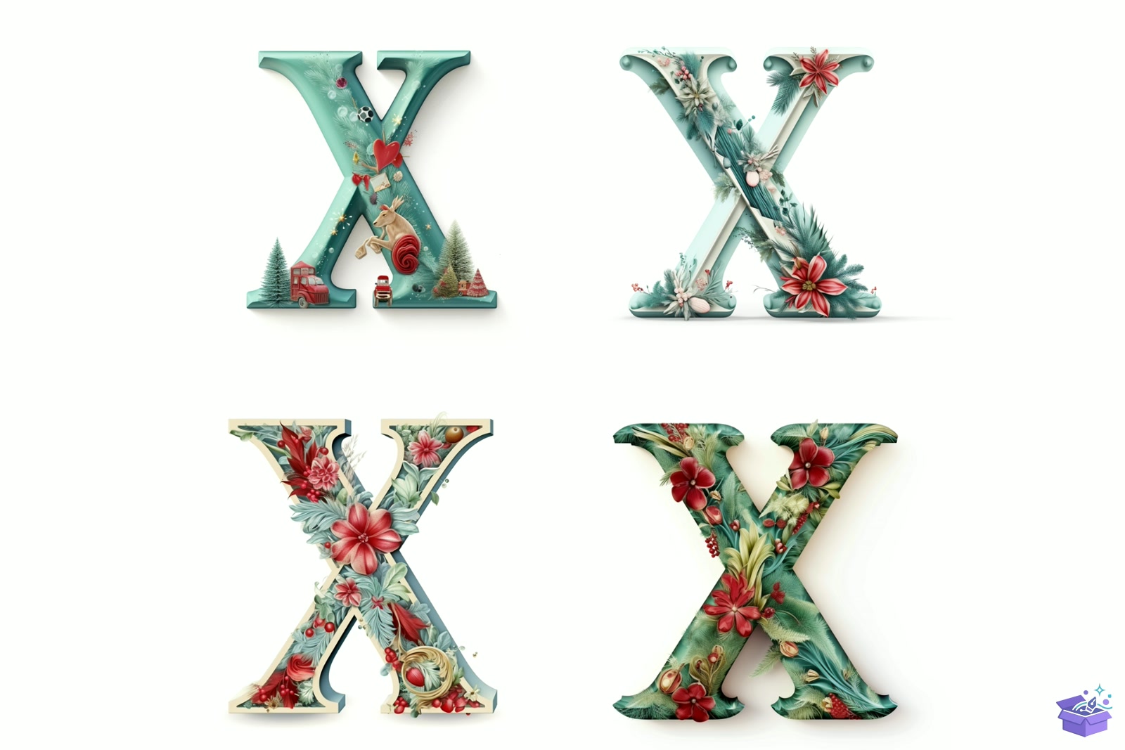 Prompt For Xmas Alphabets - Yazı Tipi & Font Paketi (SVG, DXF, EPS, PNG) - detaylı önizleme 6