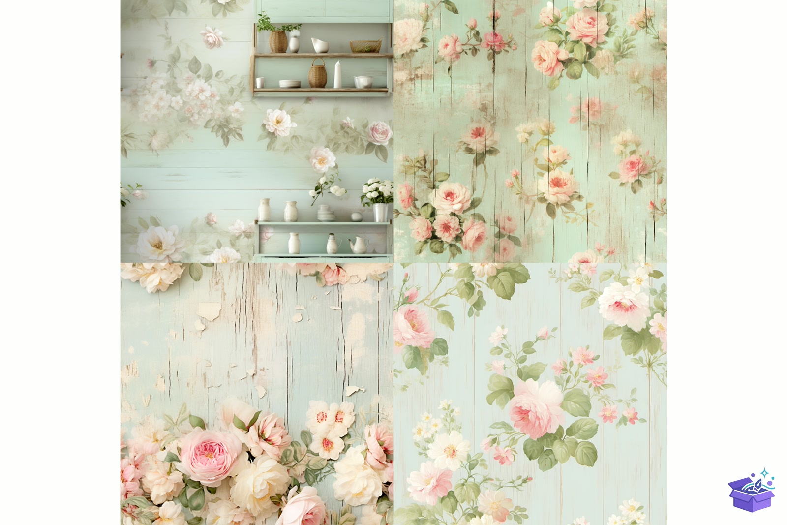 Shabby Chic Wall Background - Lazer Kesim ve Çizim Dosyası (SVG, DXF, EPS, PNG) - detaylı önizleme 2