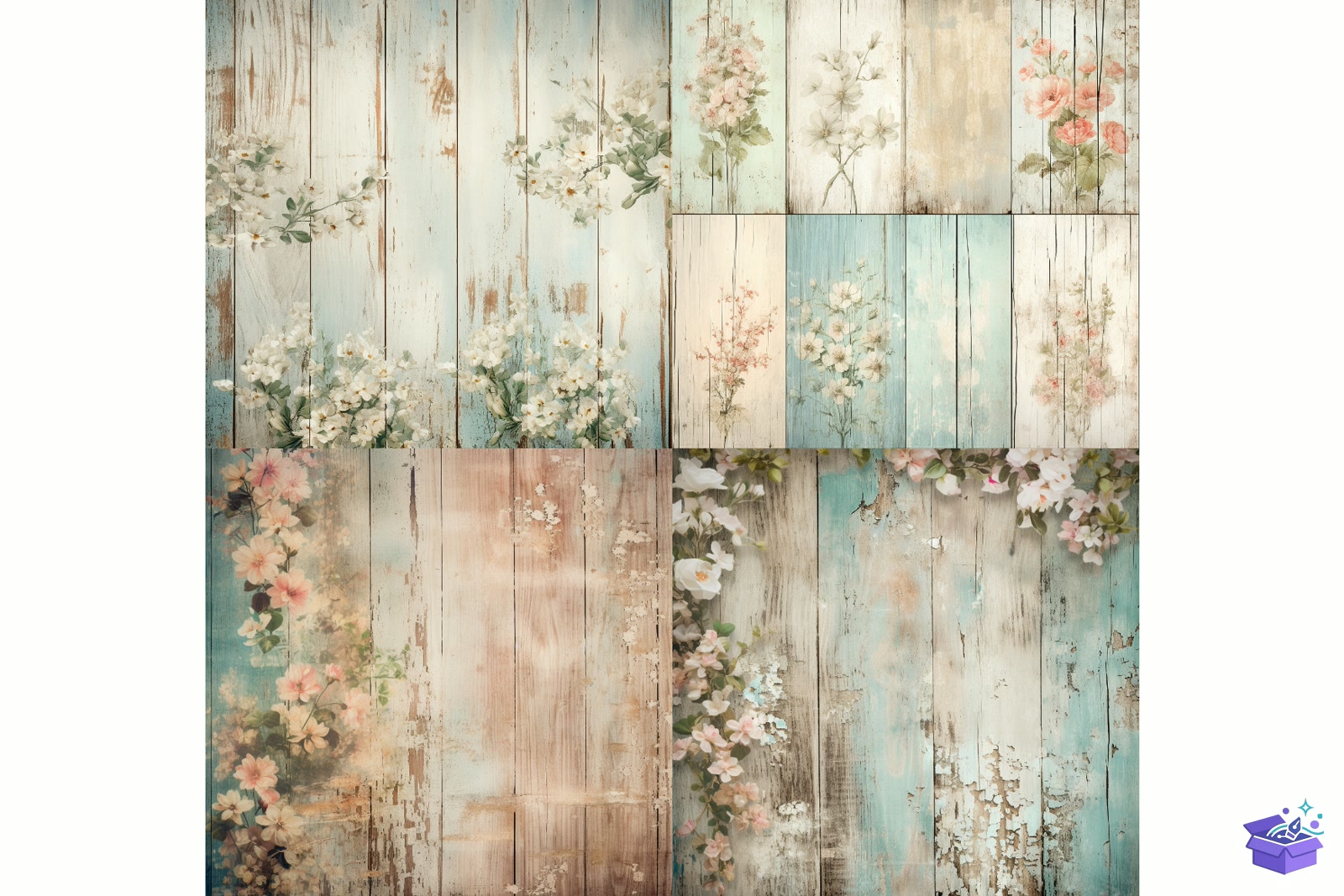 Shabby Chic Wall Background - Lazer Kesim ve Çizim Dosyası (SVG, DXF, EPS, PNG) - detaylı önizleme 3