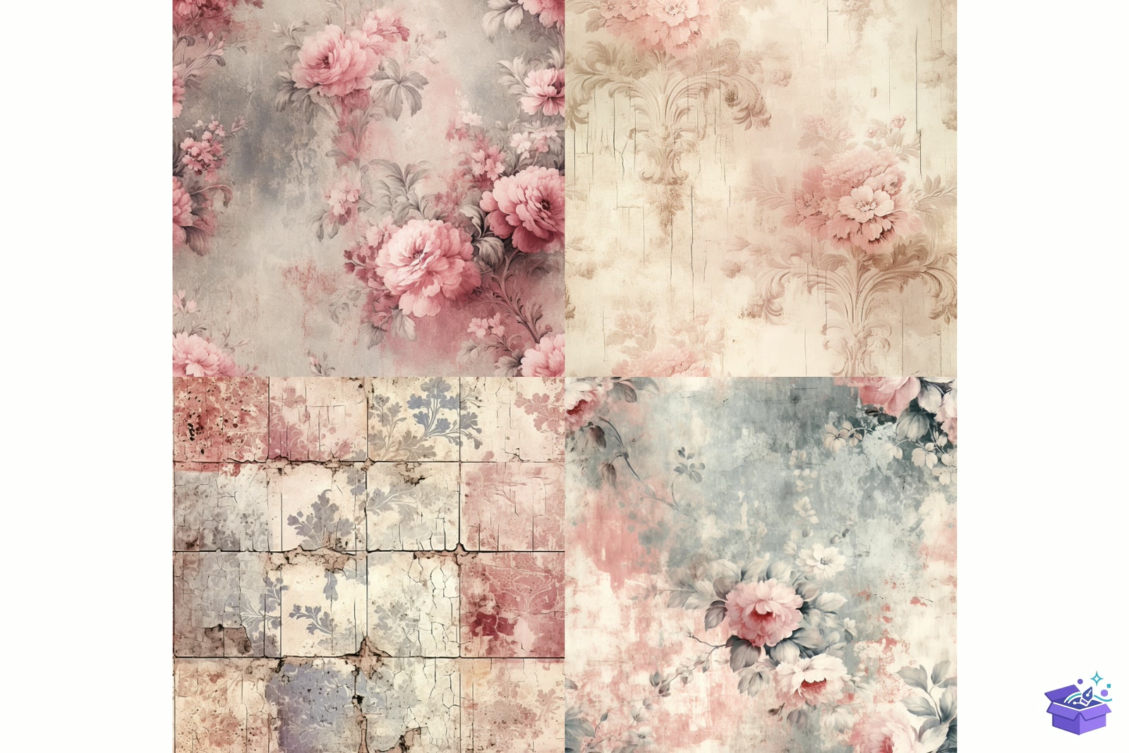 Shabby Chic Wall Background - Lazer Kesim ve Çizim Dosyası (SVG, DXF, EPS, PNG) - detaylı önizleme 5