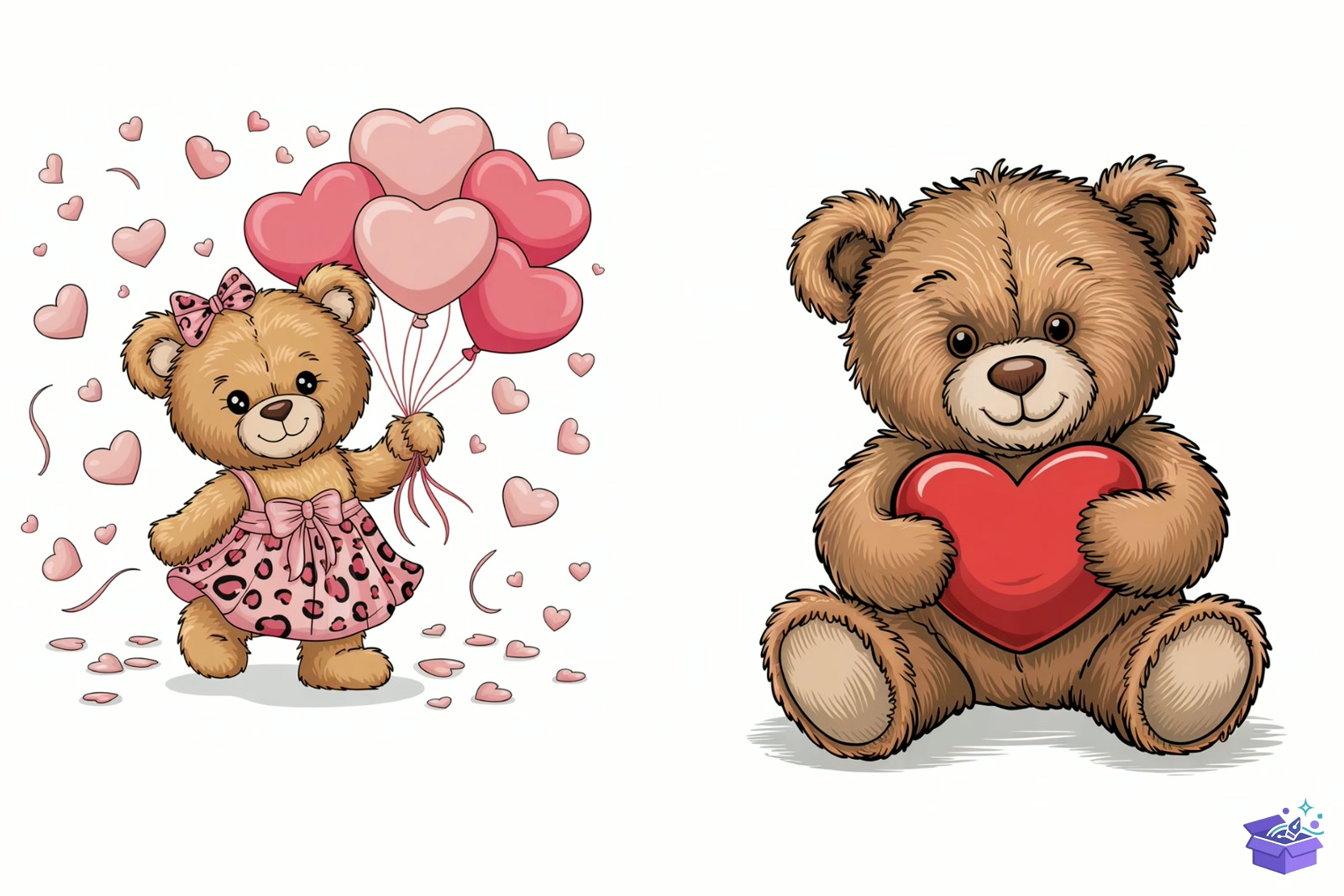 Prompt Cute Valentine Animal - Lazer Kesim ve Çizim Dosyası (SVG, DXF, EPS, PNG) - detaylı önizleme 2