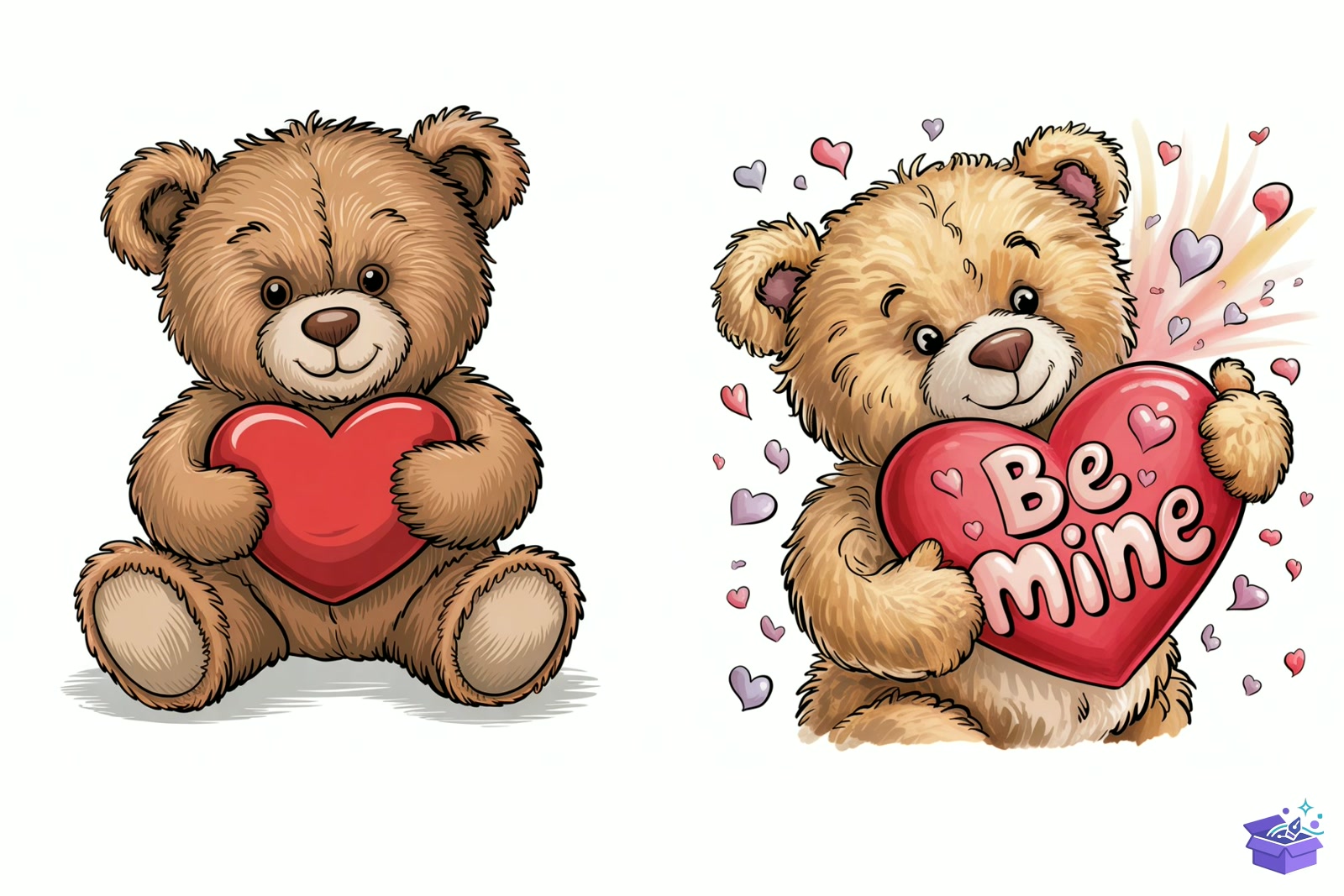 Prompt Cute Valentine Animal - Lazer Kesim ve Çizim Dosyası (SVG, DXF, EPS, PNG) - detaylı önizleme 3