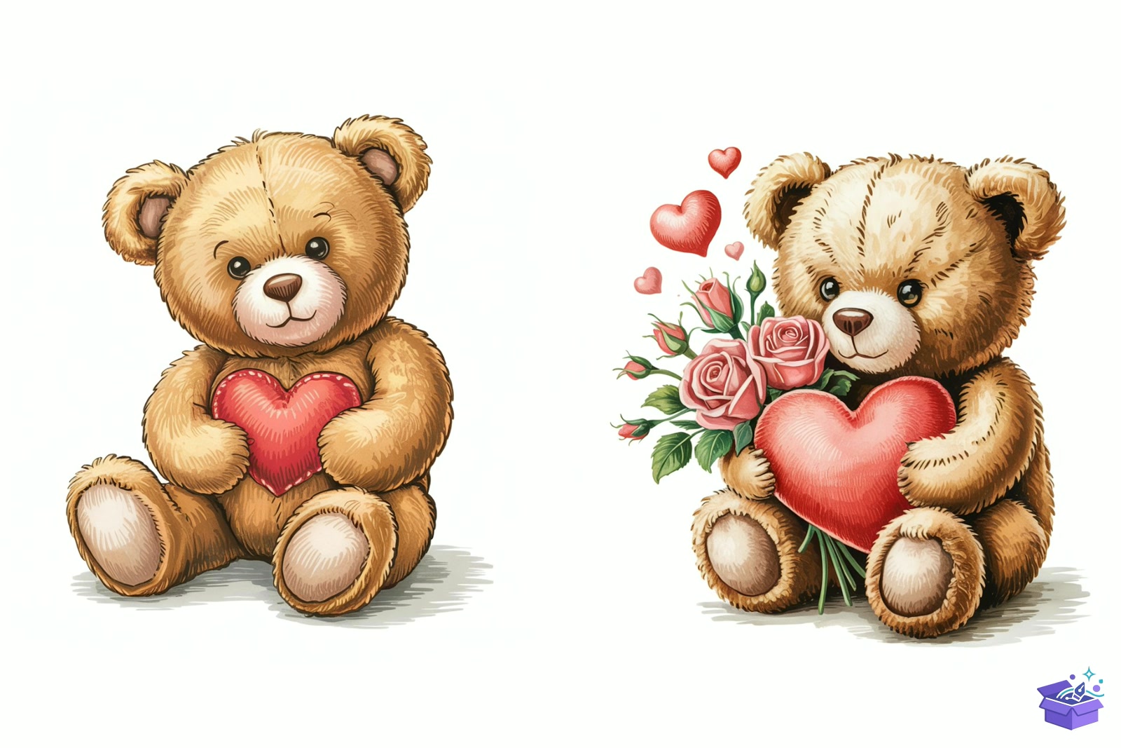 Prompt Cute Valentine Animal - Lazer Kesim ve Çizim Dosyası (SVG, DXF, EPS, PNG) - detaylı önizleme 4