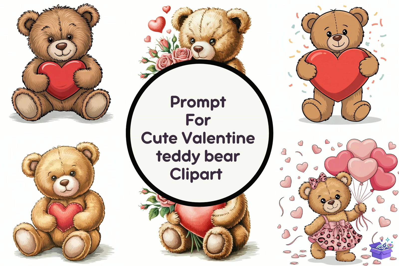 Prompt Cute Valentine Animal - Lazer Kesim ve Çizim Dosyası (SVG, DXF, EPS, PNG) - detaylı önizleme 5