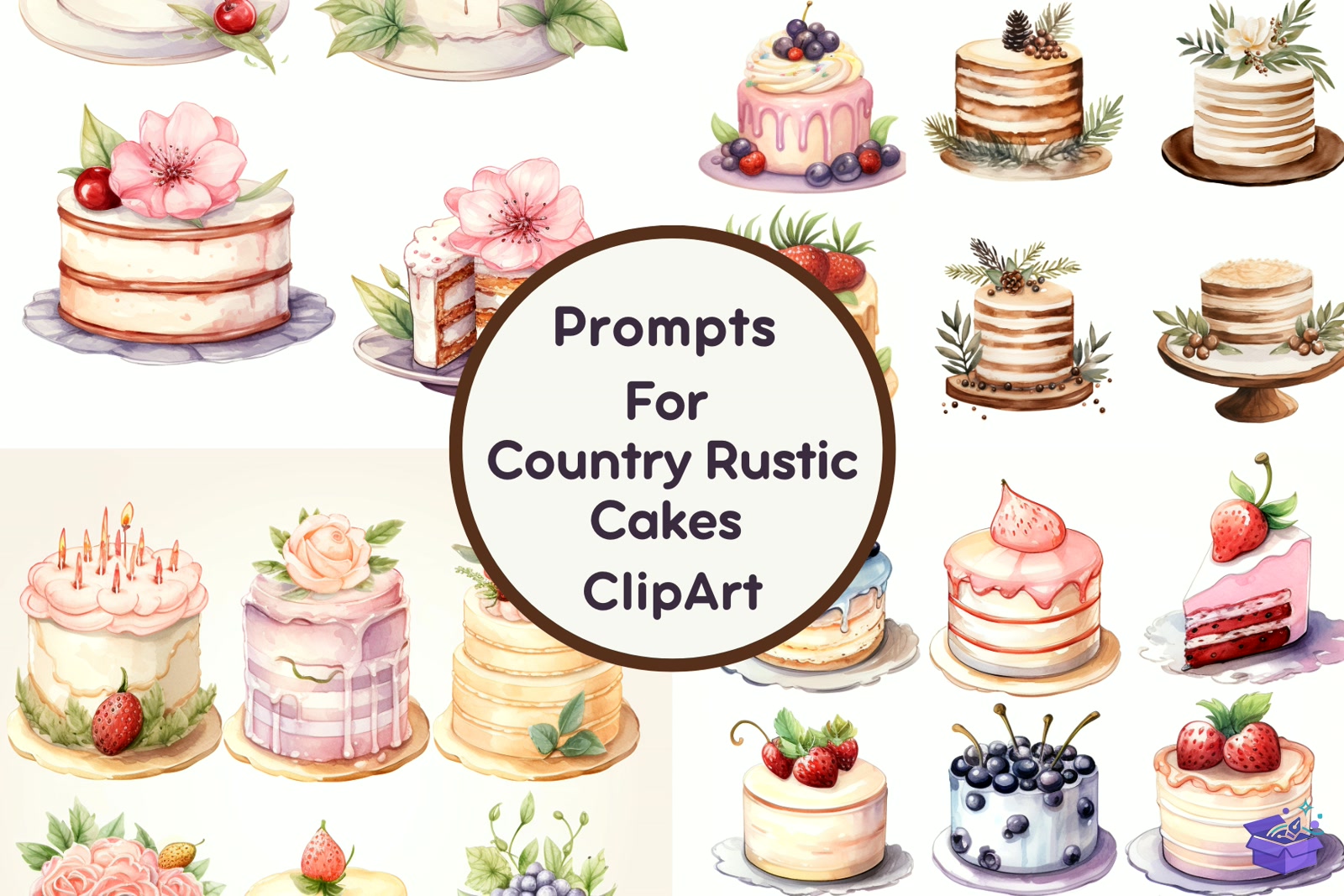 Prompt For Country Rustic Cakes - Lazer Kesim ve Çizim Dosyası (SVG, DXF, EPS, PNG) - Vektörler & SVG İndir (DXF, SVG, EPS)