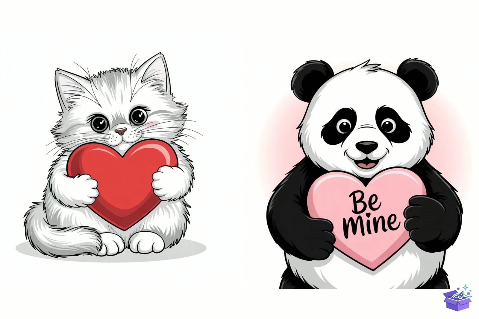 Prompt Cute Valentine Animal - Lazer Kesim ve Çizim Dosyası (SVG, DXF, EPS, PNG) - detaylı önizleme 3