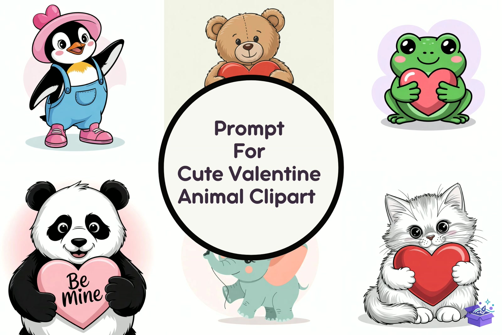 Prompt Cute Valentine Animal - Lazer Kesim ve Çizim Dosyası (SVG, DXF, EPS, PNG) - detaylı önizleme 5