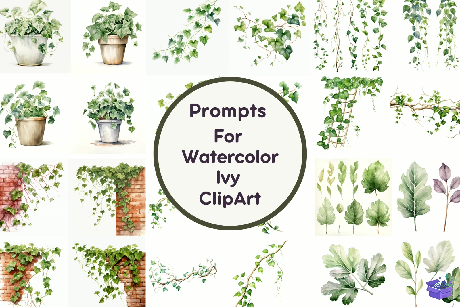 Prompt For Watercolor Ivy - Lazer Kesim ve Çizim Dosyası (SVG, DXF, EPS, PNG) - Vektörler & SVG İndir (DXF, SVG, EPS)