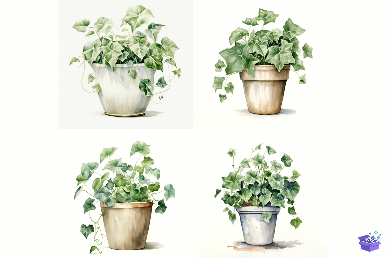 Prompt For Watercolor Ivy - Lazer Kesim ve Çizim Dosyası (SVG, DXF, EPS, PNG) - detaylı önizleme 2