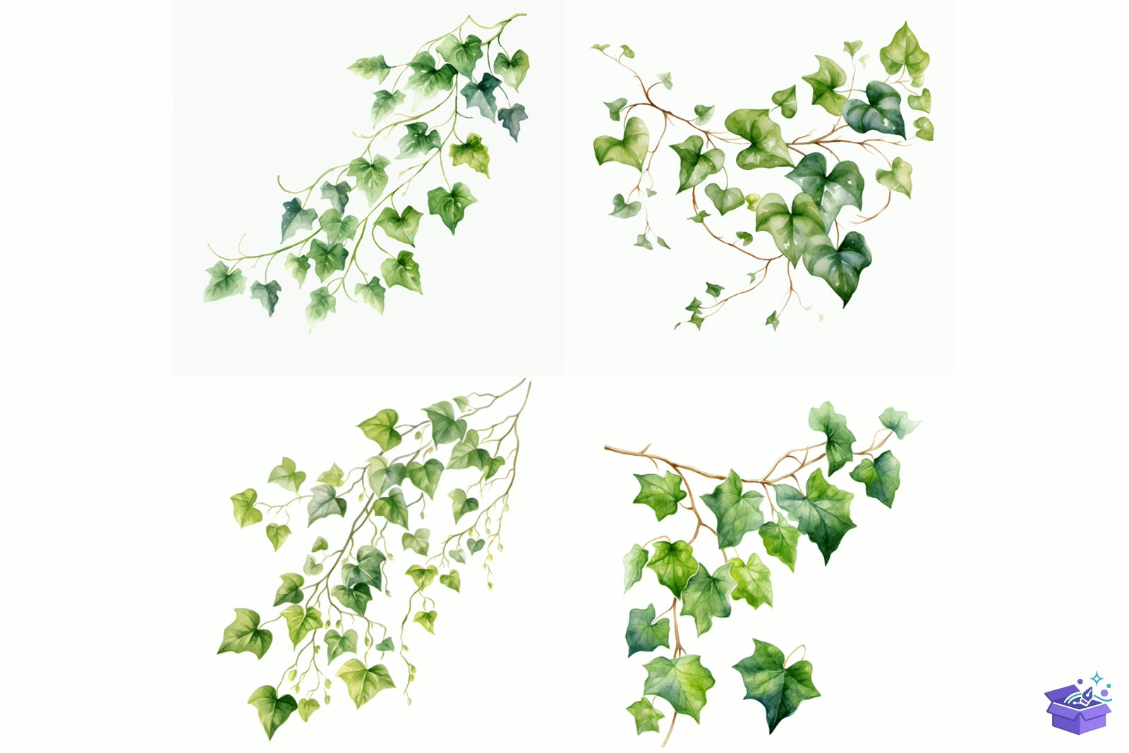 Prompt For Watercolor Ivy - Lazer Kesim ve Çizim Dosyası (SVG, DXF, EPS, PNG) - detaylı önizleme 6