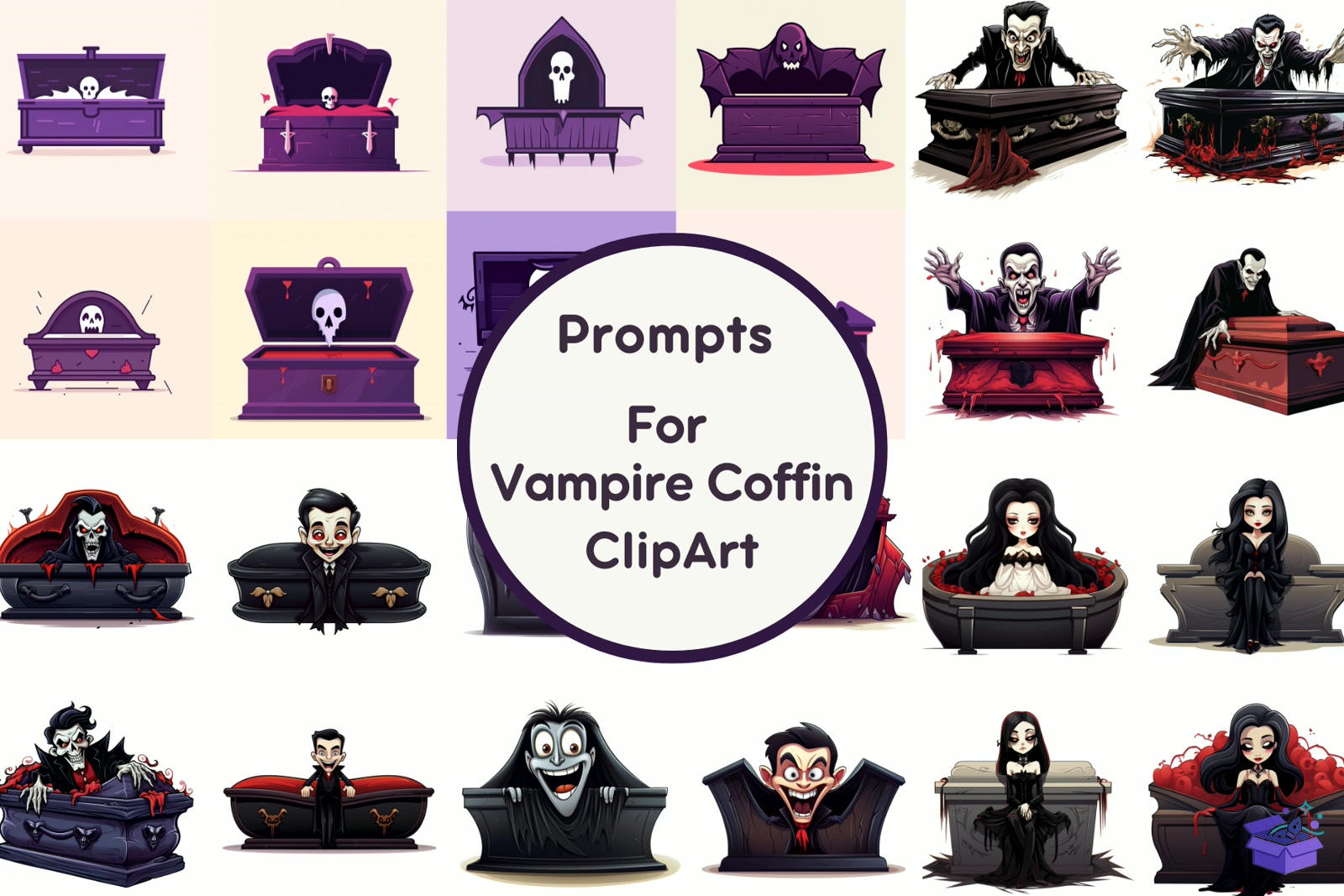 Prompt For Vampire Coffin - Lazer Kesim ve Çizim Dosyası (SVG, DXF, EPS, PNG) - Vektörler & SVG İndir (DXF, SVG, EPS)