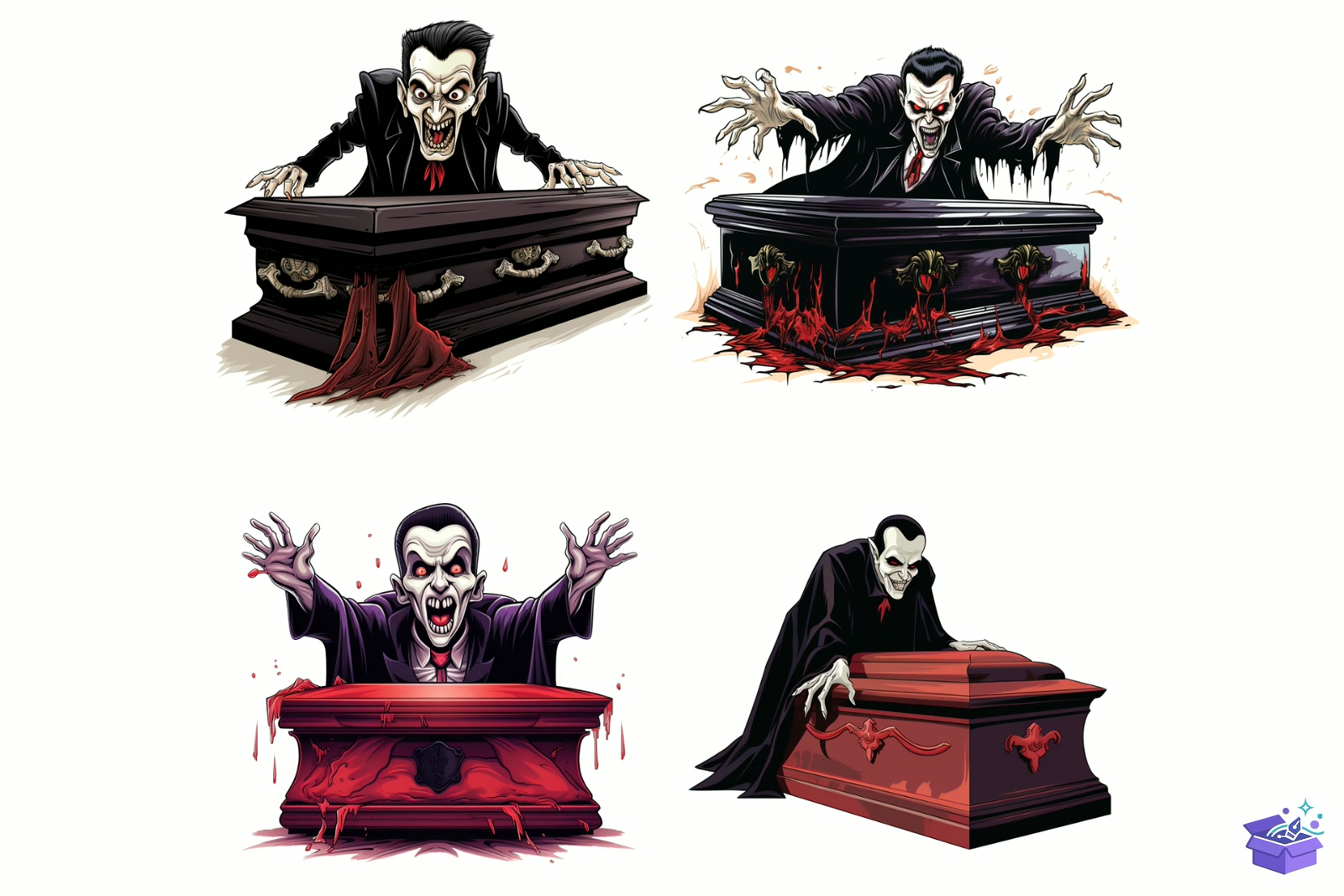 Prompt For Vampire Coffin - Lazer Kesim ve Çizim Dosyası (SVG, DXF, EPS, PNG) - detaylı önizleme 4