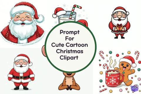 Sevimli Çizgi Film Yılbaşı Çizimleri - Clipart Seti (PDF) - Hazır Grafikler & Clipart İndir (PDF)