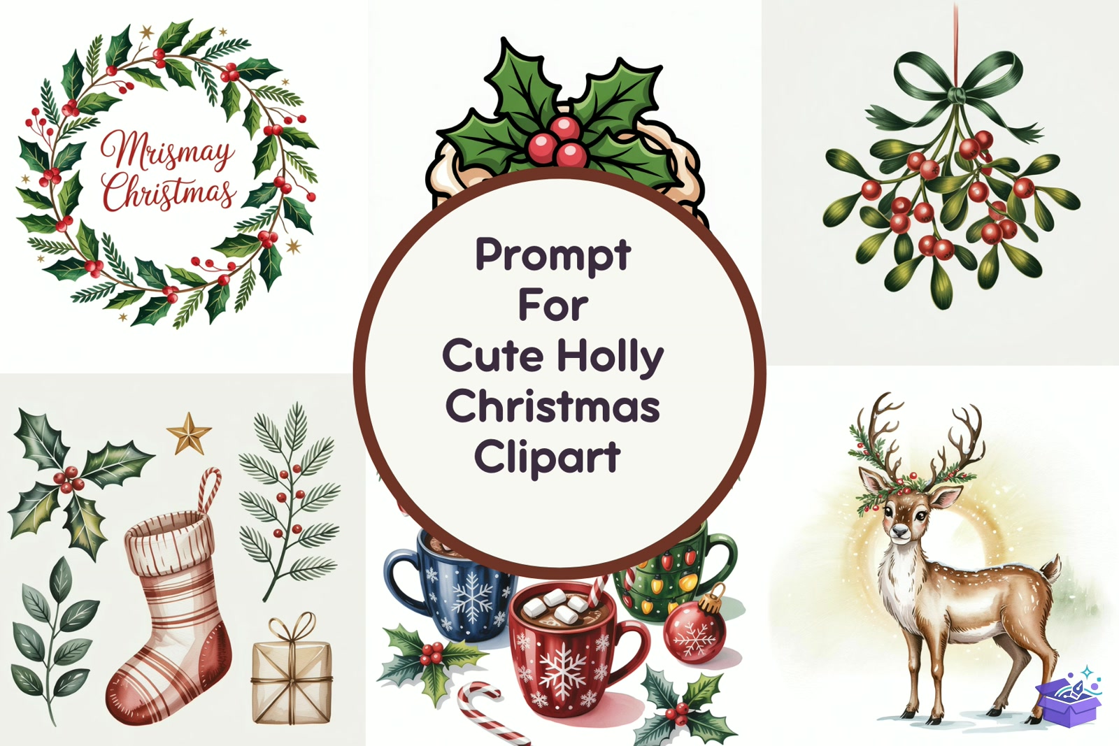 Prompt For Cute Holly Yılbaşı - Lazer Kesim ve Çizim Dosyası (SVG, DXF, EPS, PNG) - Vektörler & SVG İndir (DXF, SVG, EPS)