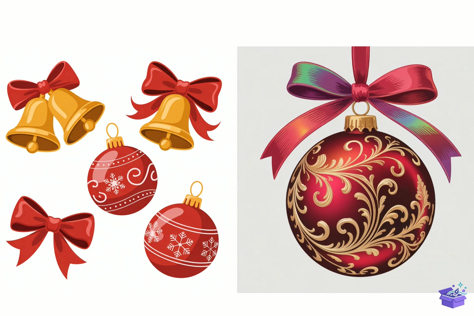 Red Gold Yılbaşı Decoration - Lazer Kesim ve Çizim Dosyası (SVG, DXF, EPS, PNG) - detaylı önizleme 2
