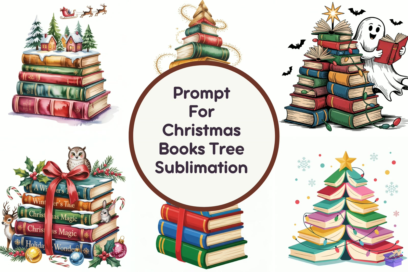Prompt Yılbaşı Books Ağaç Süblimasyon Baskı - DTF & Süblimasyon Baskı Tasarımı (SVG, DXF, EPS, PNG) - detaylı önizleme 5
