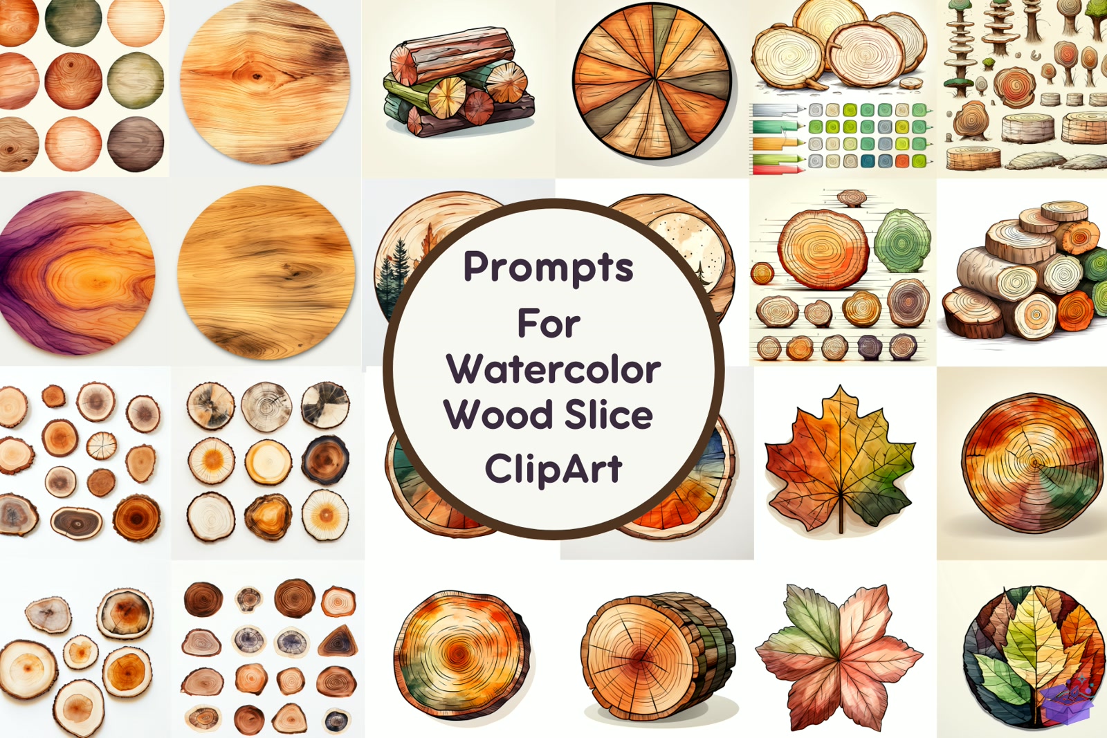 Prompt Watercolor Ahşap Slice - DTF & Süblimasyon Baskı Tasarımı (SVG, DXF, EPS, PNG) - Vektörler & SVG İndir (DXF, SVG, EPS)