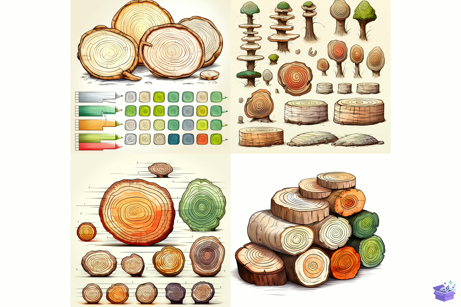 Prompt Watercolor Ahşap Slice - DTF & Süblimasyon Baskı Tasarımı (SVG, DXF, EPS, PNG) - detaylı önizleme 3