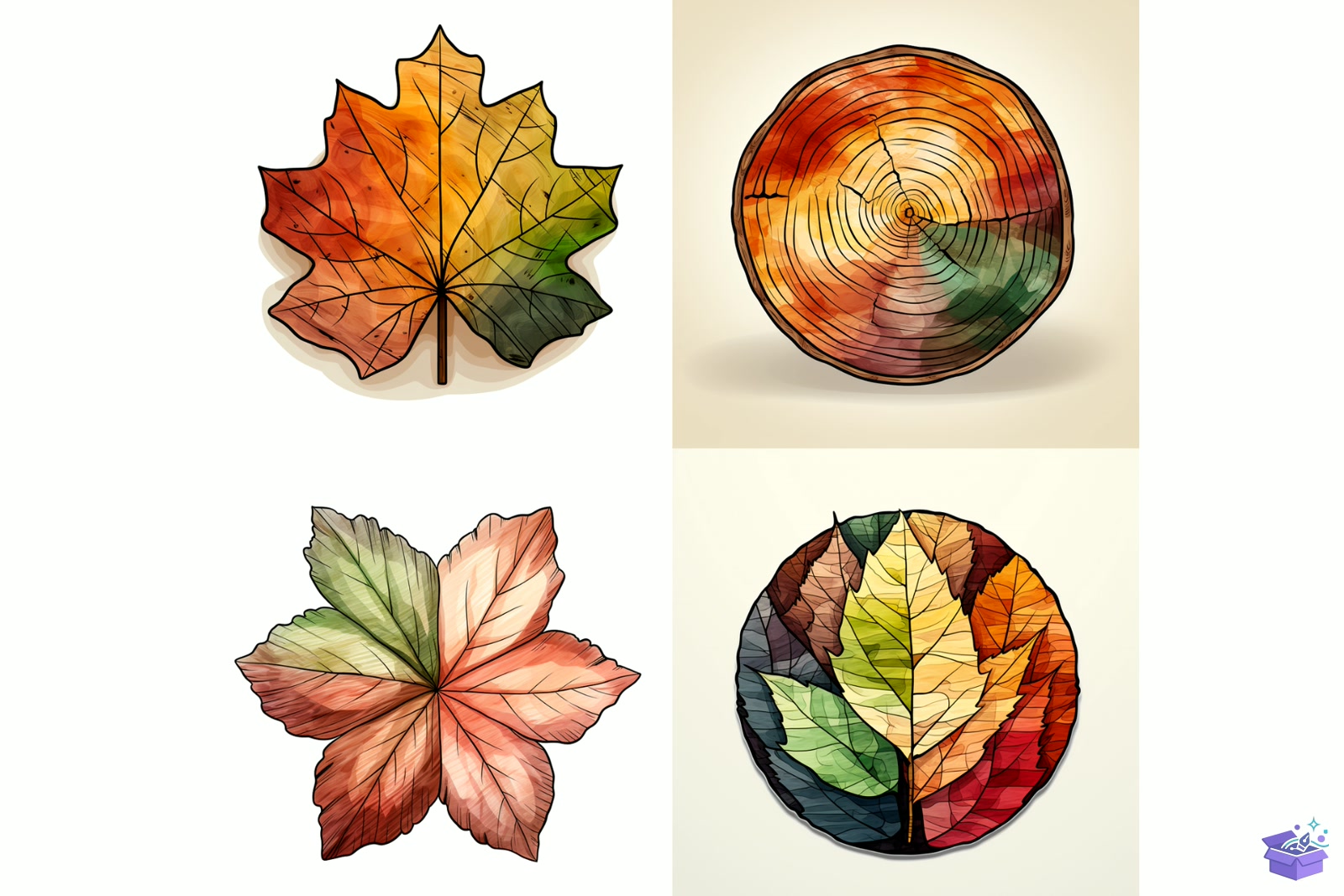 Prompt Watercolor Ahşap Slice - DTF & Süblimasyon Baskı Tasarımı (SVG, DXF, EPS, PNG) - detaylı önizleme 6