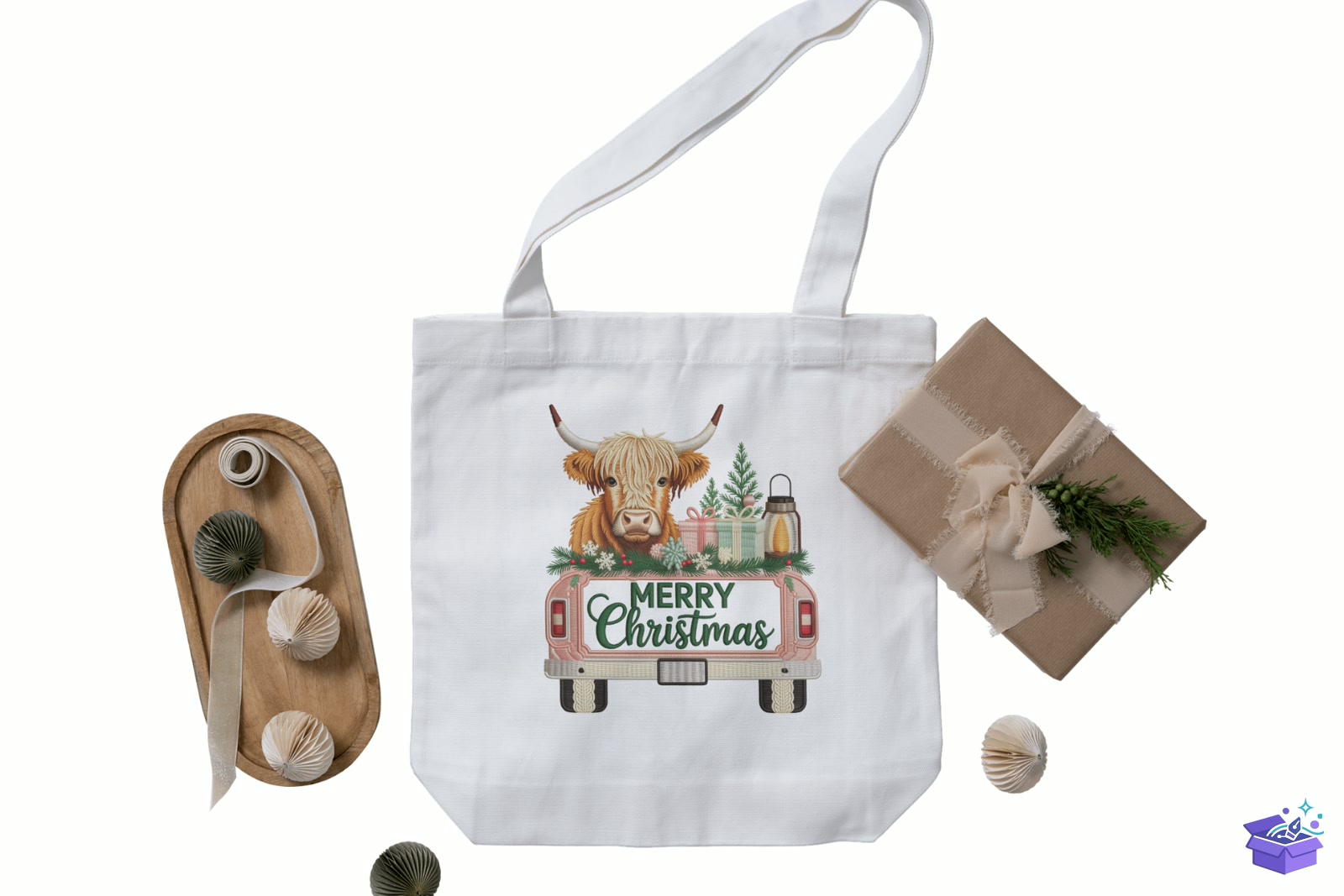 Highland Holiday Cheer - Lazer Kesim ve Çizim Dosyası (SVG, DXF, EPS, PNG) - detaylı önizleme 2