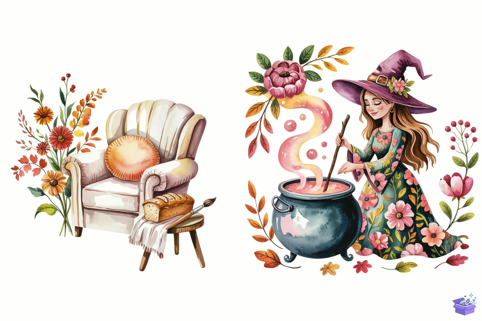 Cozy Fall Autumn Watercolor - DTF & Süblimasyon Baskı Tasarımı (SVG, DXF, EPS, PNG) - detaylı önizleme 2