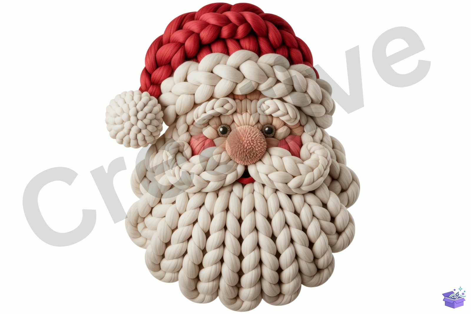 Knitted Yılbaşı Santa Face Decor - El İşi ve Kesim Dosyası (SVG, DXF, EPS, PNG) - Vektörler & SVG İndir (DXF, SVG, EPS)