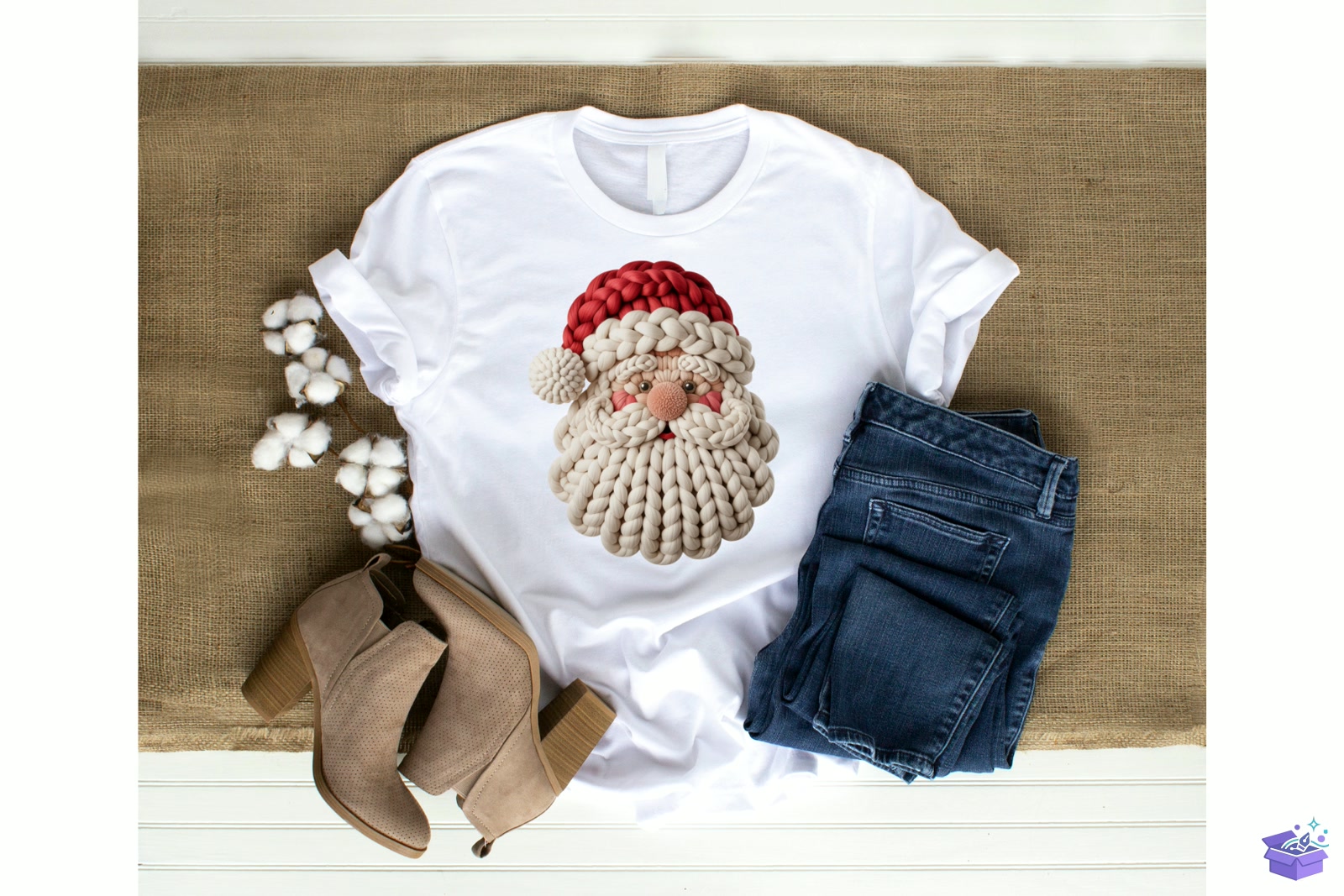 Knitted Yılbaşı Santa Face Decor - El İşi ve Kesim Dosyası (SVG, DXF, EPS, PNG) - detaylı önizleme 2