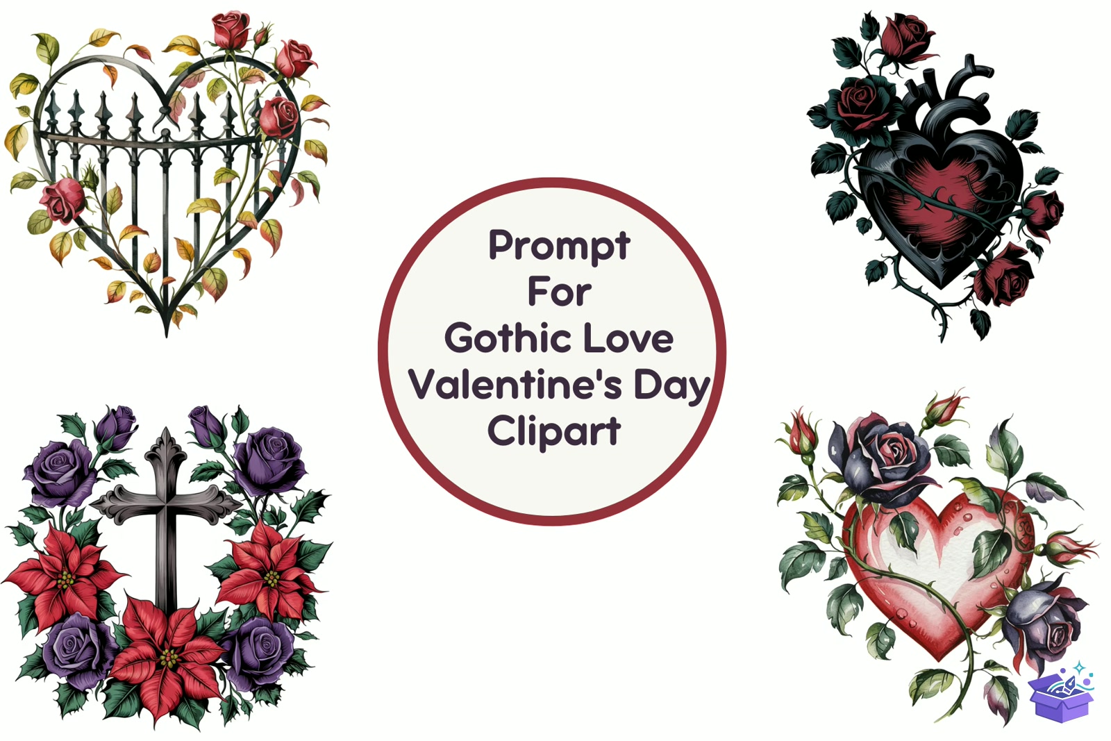 Gothic Love Valentine's Day - Lazer Kesim ve Çizim Dosyası (SVG, DXF, EPS, PNG) - Vektörler & SVG İndir (DXF, SVG, EPS)