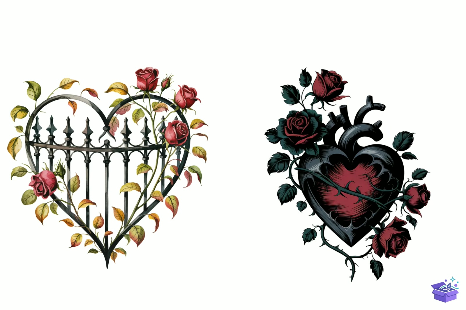 Gothic Love Valentine's Day - Lazer Kesim ve Çizim Dosyası (SVG, DXF, EPS, PNG) - detaylı önizleme 2