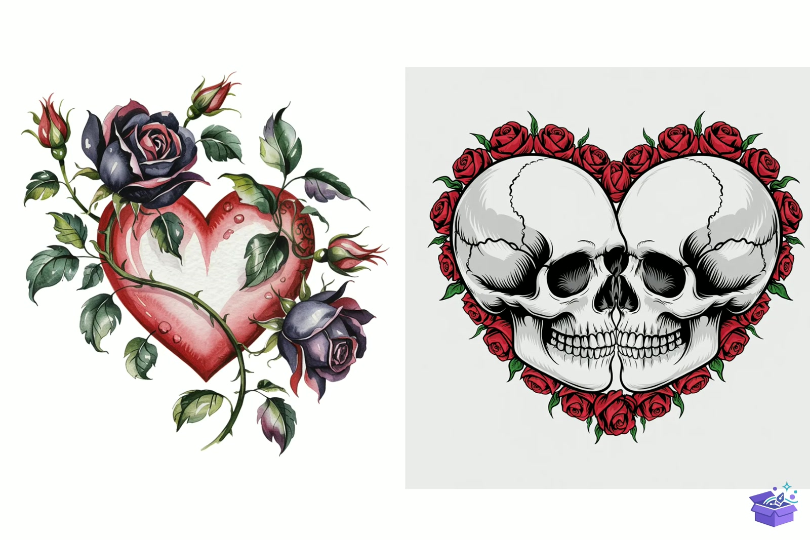 Gothic Love Valentine's Day - Lazer Kesim ve Çizim Dosyası (SVG, DXF, EPS, PNG) - detaylı önizleme 3