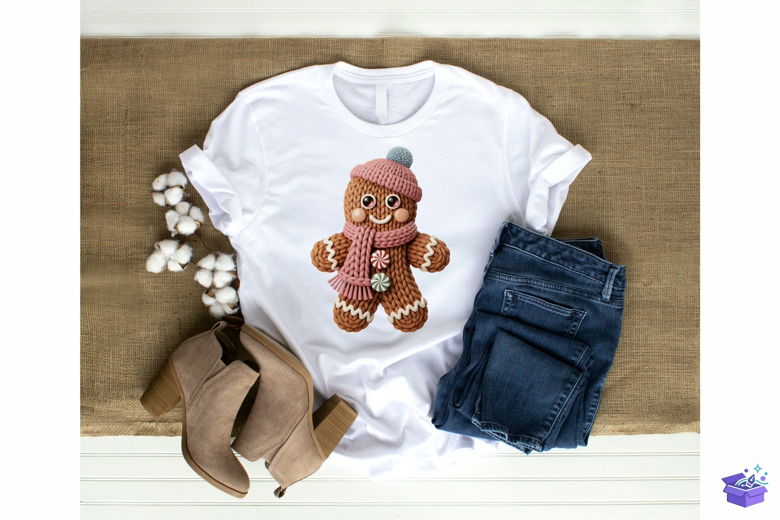 Cozy Knitted Gingerbread Buddy - Lazer Kesim ve Çizim Dosyası (SVG, DXF, EPS, PNG) - detaylı önizleme 2
