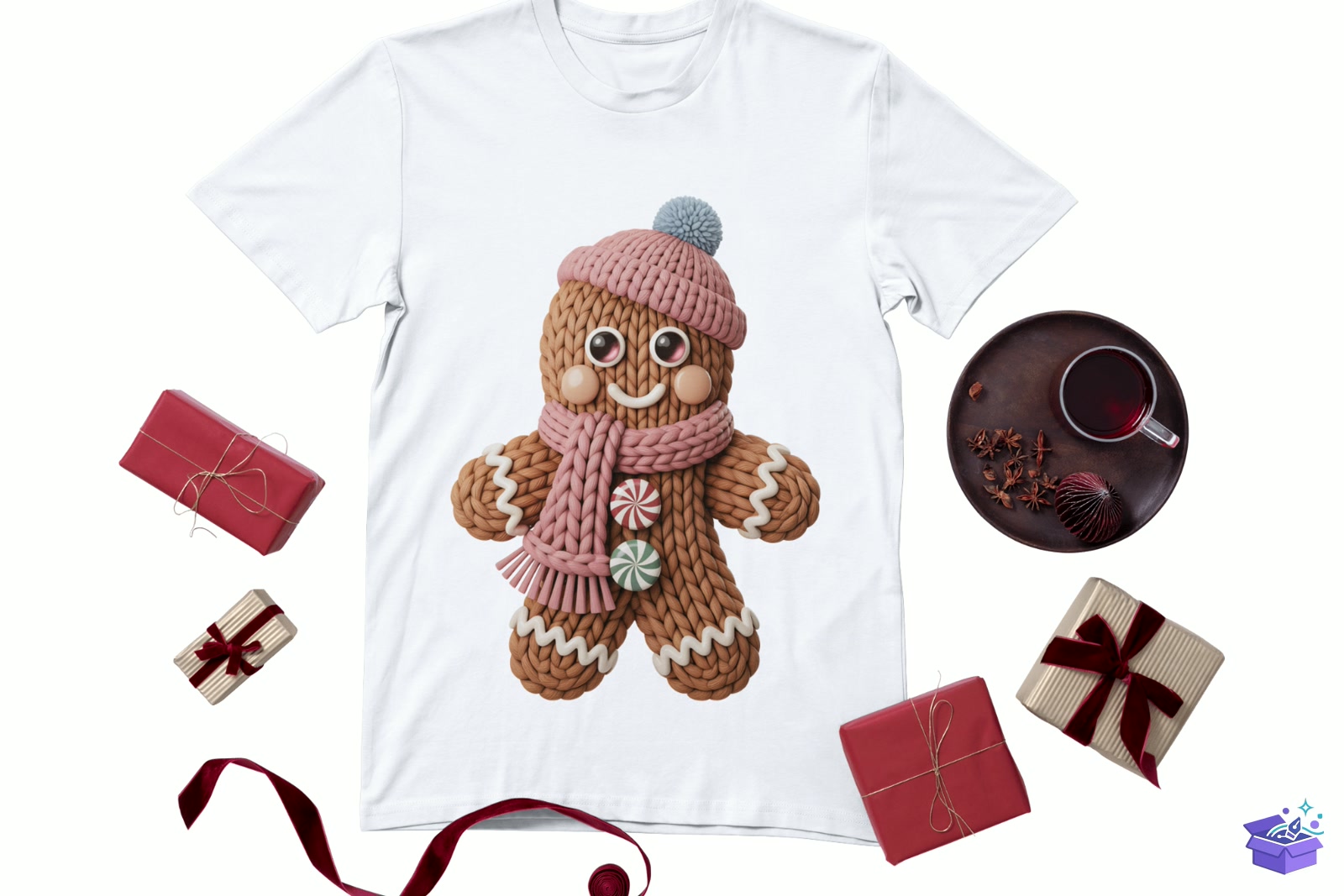 Cozy Knitted Gingerbread Buddy - Lazer Kesim ve Çizim Dosyası (SVG, DXF, EPS, PNG) - detaylı önizleme 4