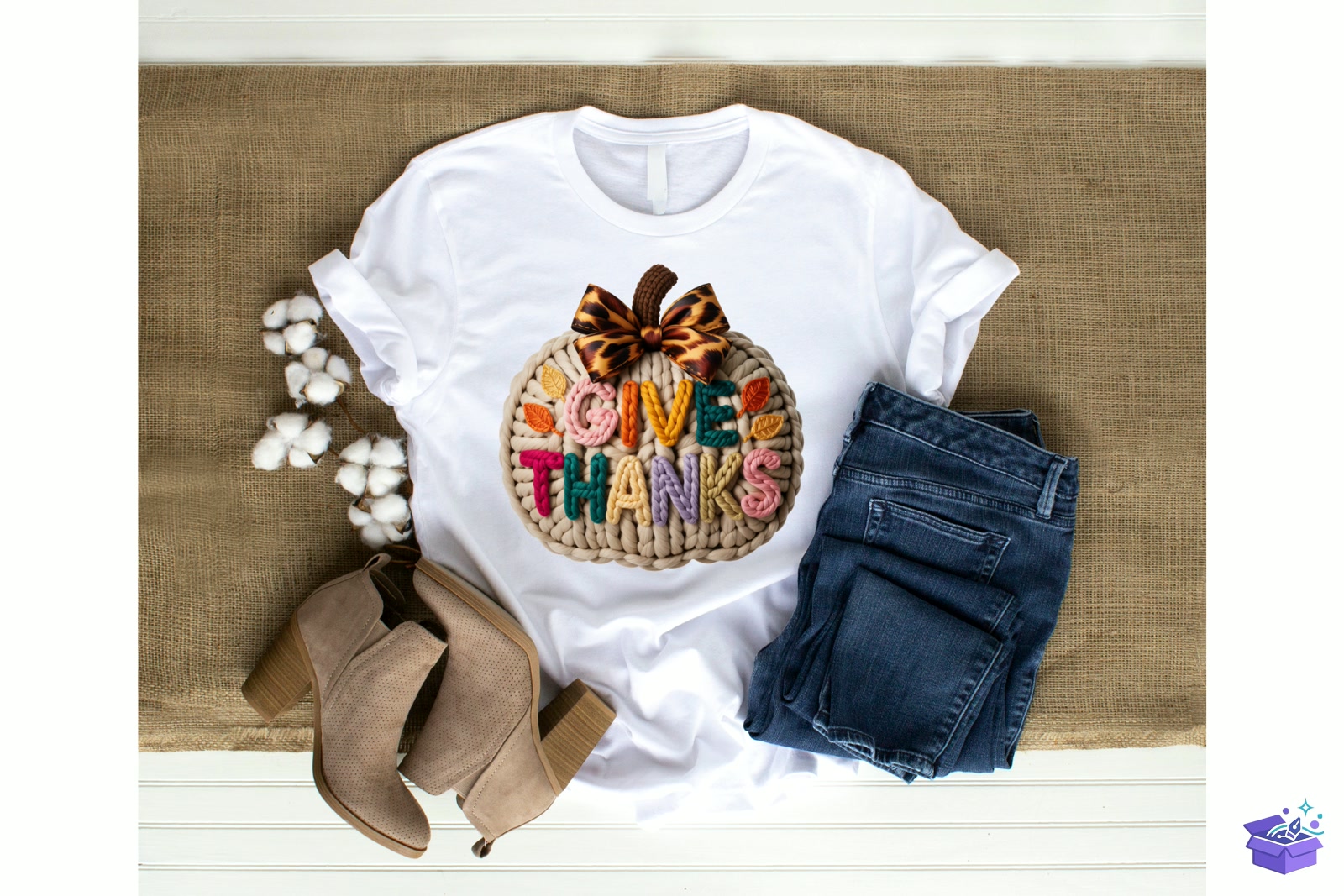 Cozy Knitted Pumpkin Thanksgiving Decor - Lazer Kesim ve Çizim Dosyası (SVG, DXF, EPS, PNG) - detaylı önizleme 3