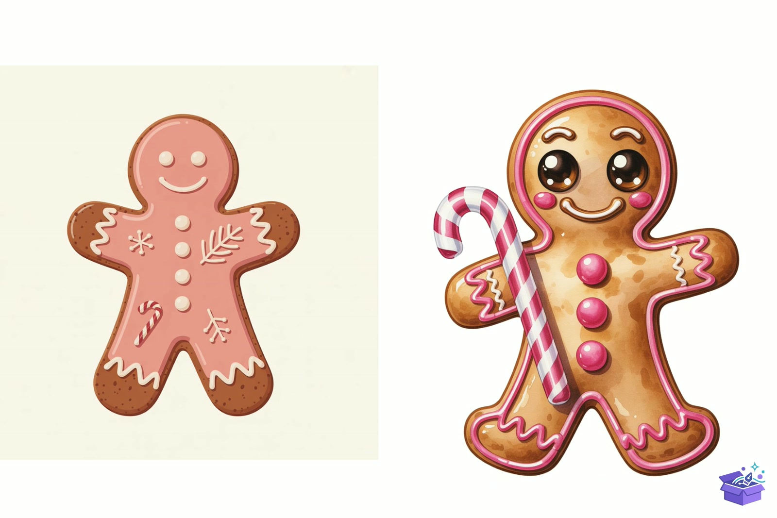 Pink Yılbaşı Gingerbread - Lazer Kesim ve Çizim Dosyası (SVG, DXF, EPS, PNG) - detaylı önizleme 2