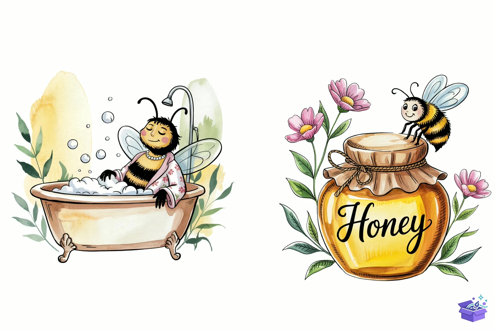 Prompt For Watercolor Bee - Lazer Kesim ve Çizim Dosyası (SVG, DXF, EPS, PNG) - detaylı önizleme 4