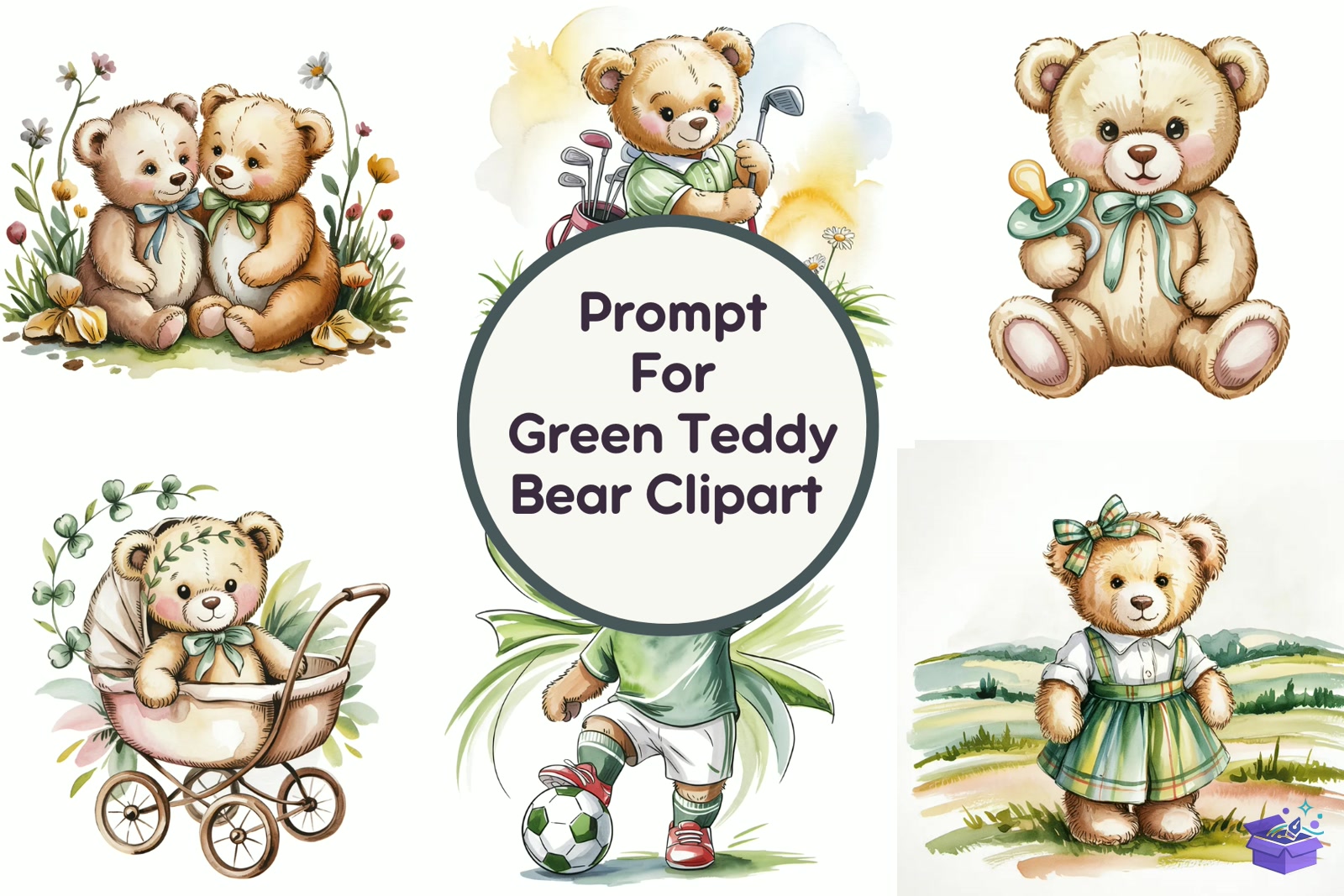 Prompt For Green Teddy Bear - Lazer Kesim ve Çizim Dosyası (SVG, DXF, EPS, PNG) - Vektörler & SVG İndir (DXF, SVG, EPS)