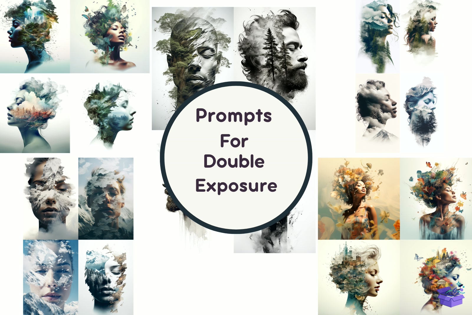 Prompt For Double Exposure - Lazer Kesim ve Çizim Dosyası (SVG, DXF, EPS, PNG) - Vektörler & SVG İndir (BLEND, DXF, SVG)