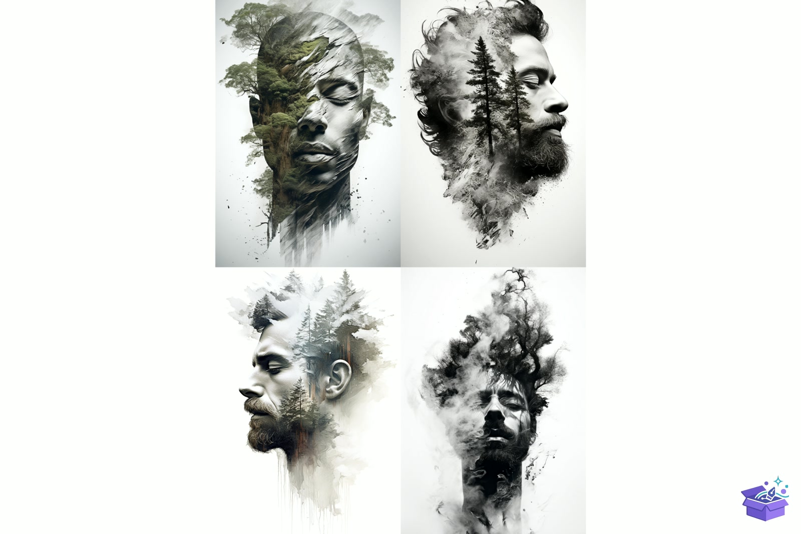 Prompt For Double Exposure - Lazer Kesim ve Çizim Dosyası (SVG, DXF, EPS, PNG) - detaylı önizleme 3