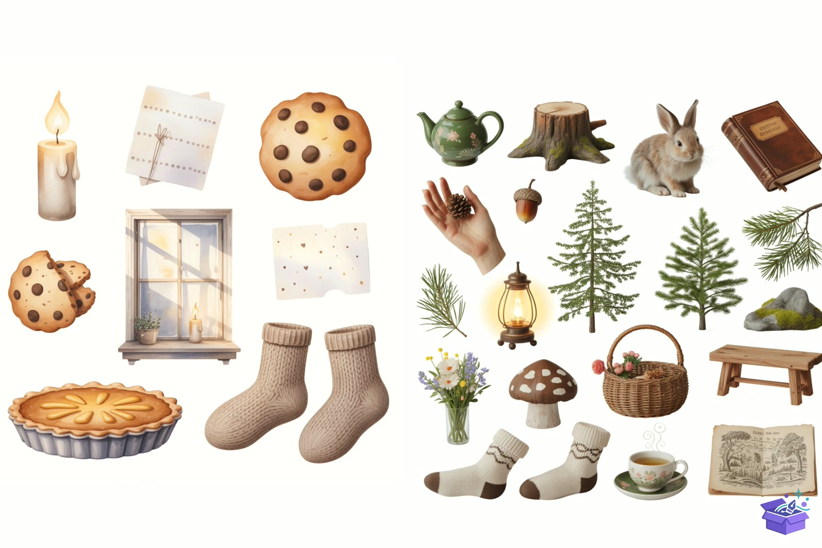 Cozy Winter Watercolor - Lazer Kesim ve Çizim Dosyası (SVG, DXF, EPS, PNG) - detaylı önizleme 3