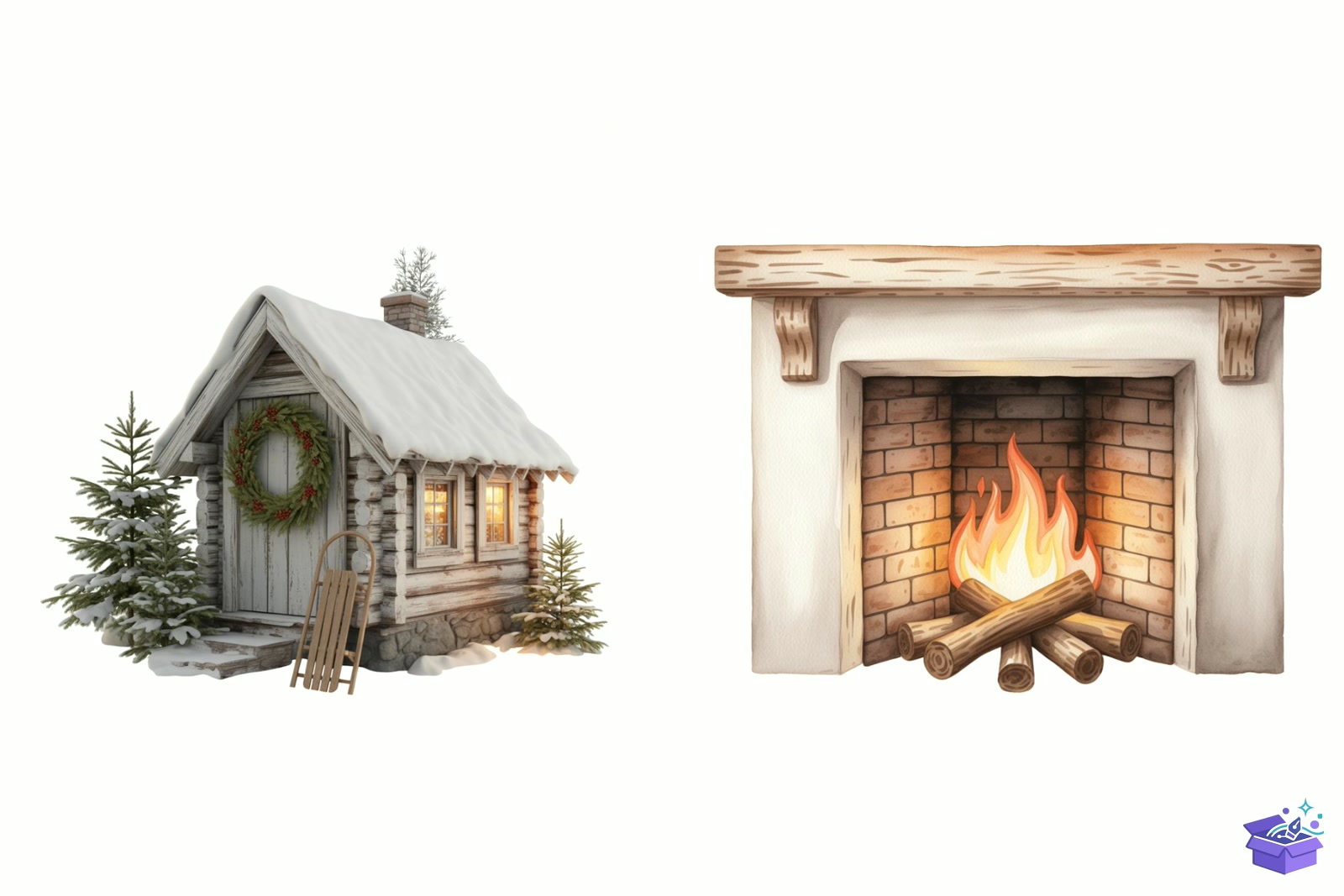 Cozy Winter Watercolor - Lazer Kesim ve Çizim Dosyası (SVG, DXF, EPS, PNG) - detaylı önizleme 4