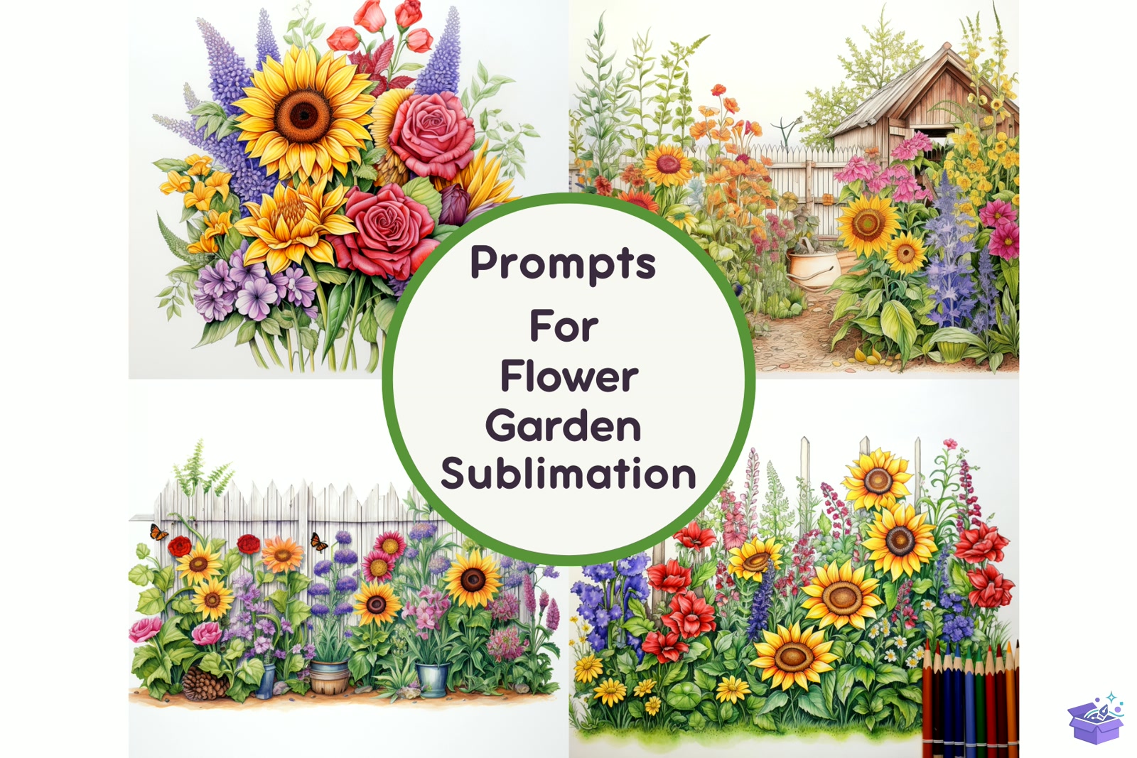 Prompt For Çiçek Garden Süblimasyon Baskı - DTF & Süblimasyon Baskı Tasarımı (SVG, DXF, EPS, PNG) - Vektörler & SVG İndir (DXF, SVG, EPS)