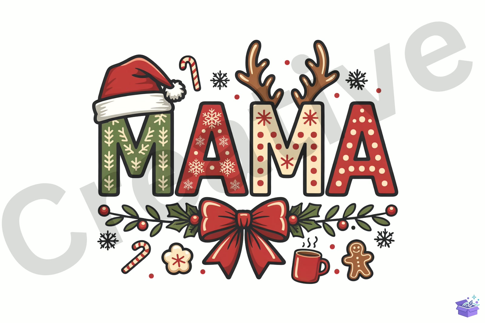 Festive Mama Yılbaşı T Shirt Design - Tişört Baskı Tasarımı (SVG, DXF, EPS, PNG) - Vektörler & SVG İndir (DXF, SVG, EPS)
