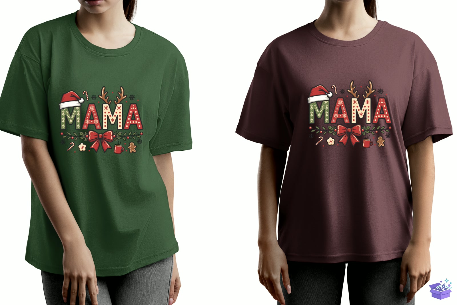 Festive Mama Yılbaşı T Shirt Design - Tişört Baskı Tasarımı (SVG, DXF, EPS, PNG) - detaylı önizleme 2